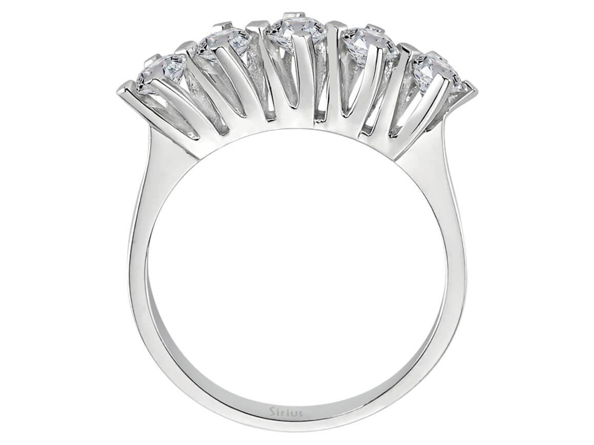 0,80 ct laboratuvar elmaslı 18K Beyaz Altın beş taş yüzük - Model 04R0276 - Rosy Lab Diamonds’tan yüksek kaliteli Mücevher