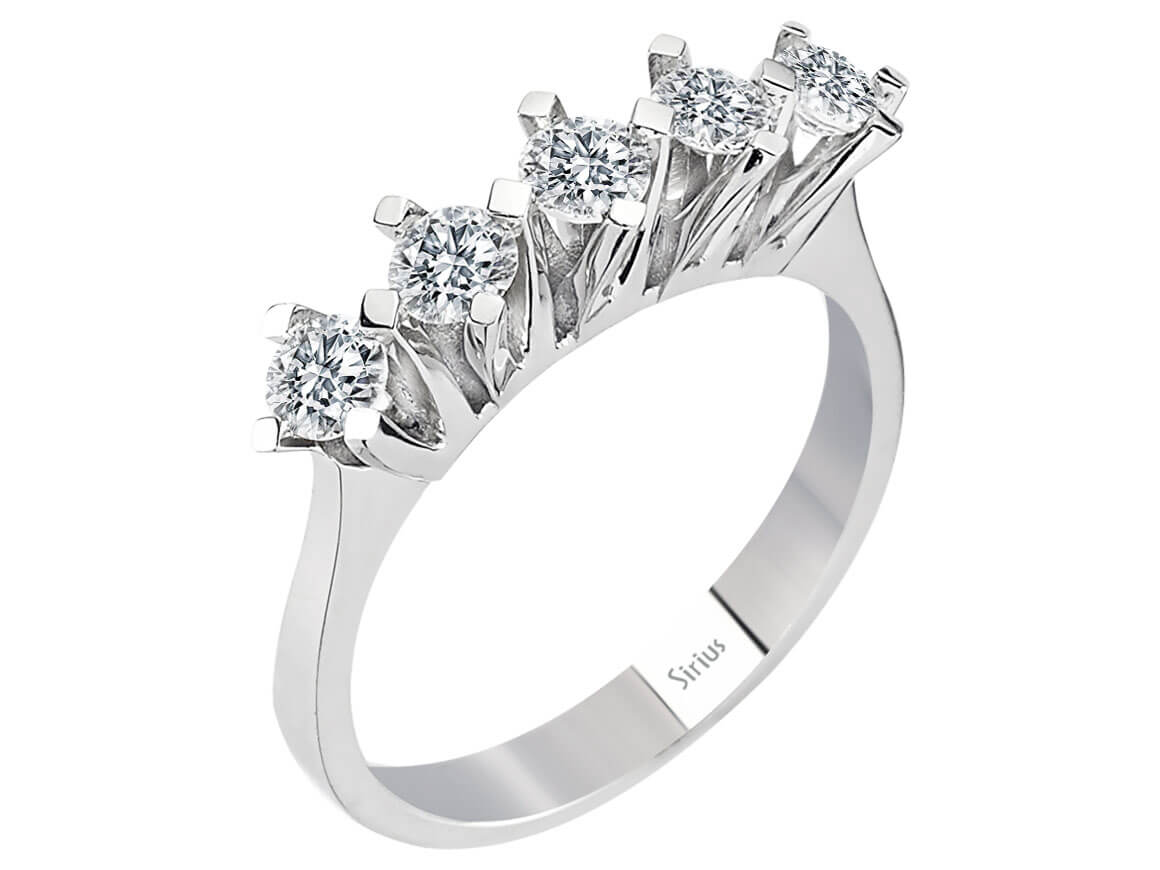 0,80 ct laboratuvar elmaslı 18K Beyaz Altın beş taş yüzük - Model 04R0276 - Rosy Lab Diamonds’tan yüksek kaliteli Mücevher