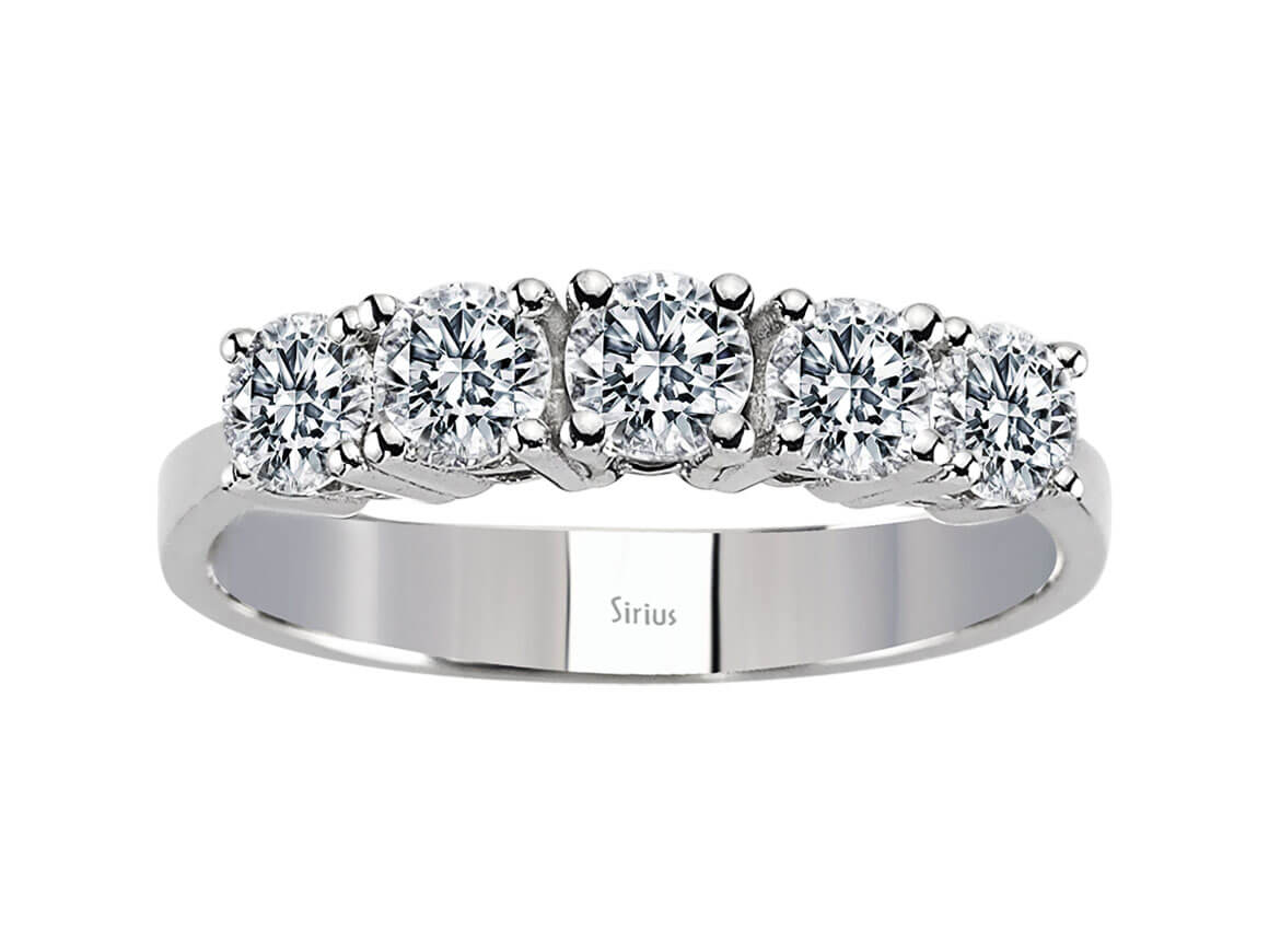 Fünfstein-Ring mit 0,98 ct Labordiamanten in 18K Weißgold – Modell 04R0329