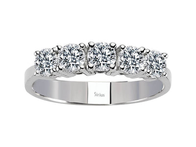 Fünfstein-Ring mit 0,98 ct Labordiamanten in 18K Weißgold – Modell 04R0329