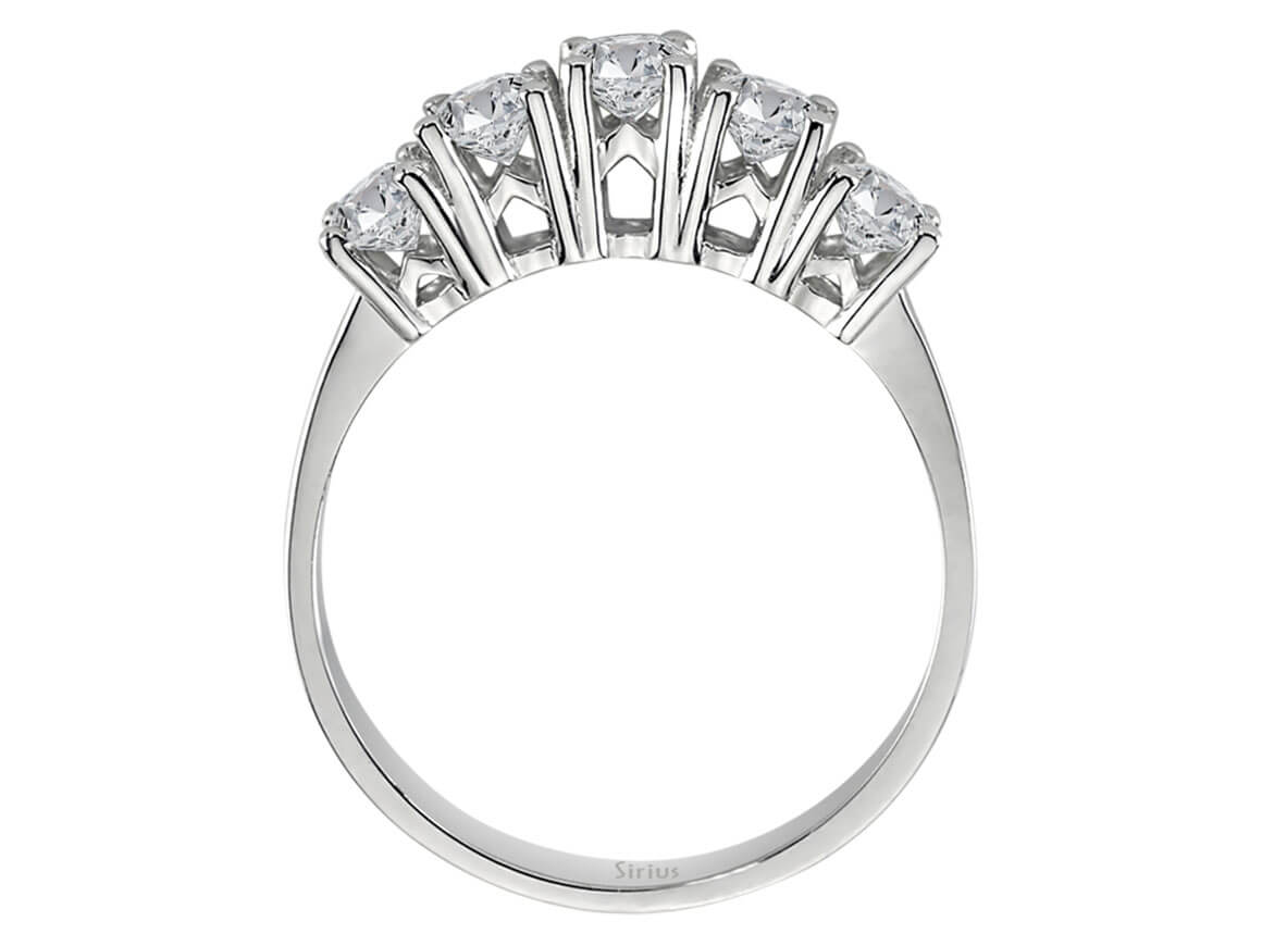 Fünfstein-Ring mit 0,98 ct Labordiamanten in 18K Weißgold – Modell 04R0329