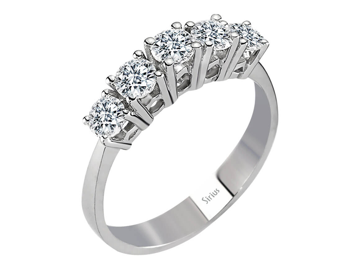 Fünfstein-Ring mit 0,98 ct Labordiamanten in 18K Weißgold – Modell 04R0329