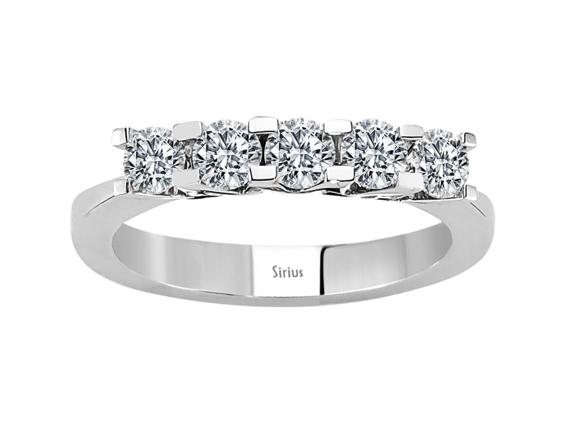 White Gold 5-Stone Ring with Lab-Grown Diamonds (0.55 ct) - 18K - high-quality Jewelry from Rosy Lab Diamonds
