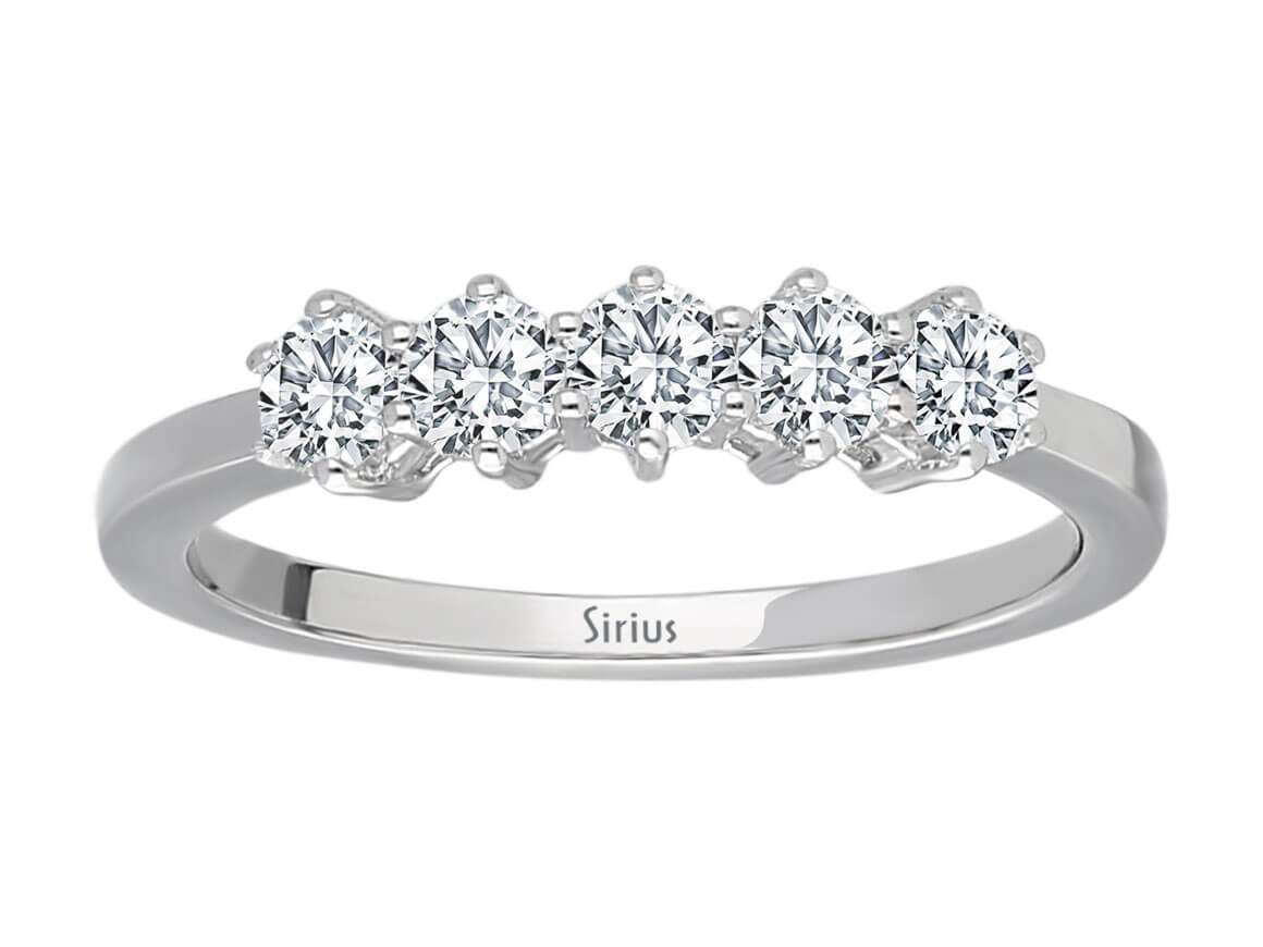 14K Weißgold Diamantring mit 5 Rundschliff-Diamanten – 0,60 Karat