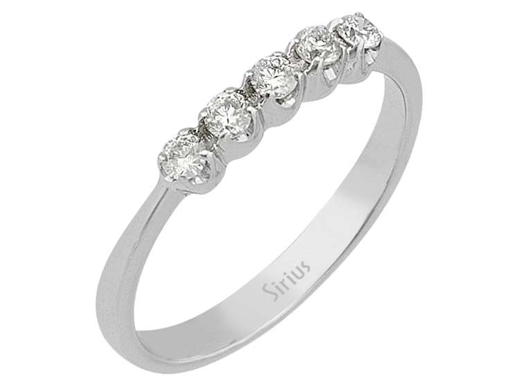 Klassischer Weißgold-Ring mit fünf rund geschliffenen Diamanten
