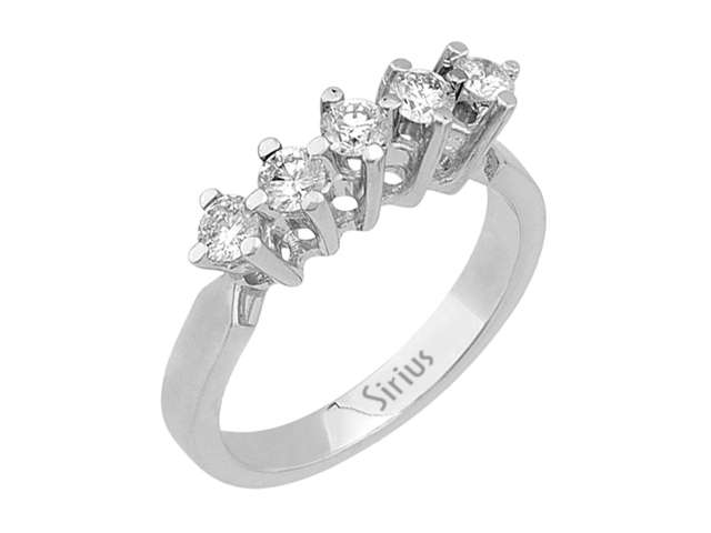 14 ayar altın üzerine 0,60 ct 5 laboratuvarda yetiştirilmiş elmaslı beyaz altın yüzük – Rosy Lab Diamonds’tan yüksek kaliteli Mücevher