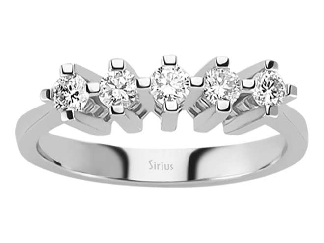 Eleganter Fünfsteinring mit 0,40 ct Labordiamanten in Weißgold