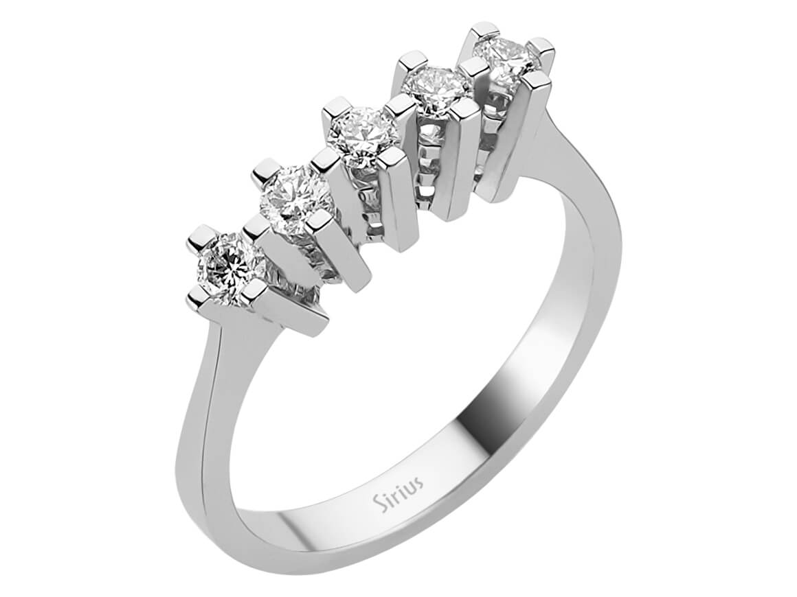 Bague cinq pierres avec 0,40 ct de diamants de laboratoire – Or Blanc 14 carats – Bijoux haut de gamme de Rosy Lab Diamonds