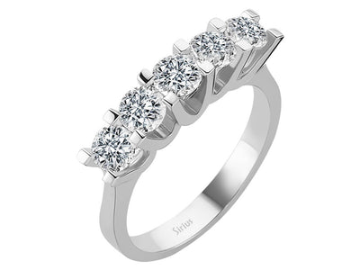 Fünfsteinring mit runden Diamanten – 1,52 Karat in 14K Weißgold