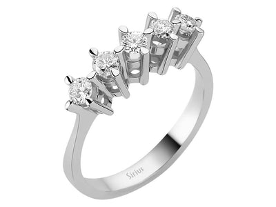 Klassischer Fünfsteinring mit 0,51 ct Labordiamanten in Weißgold