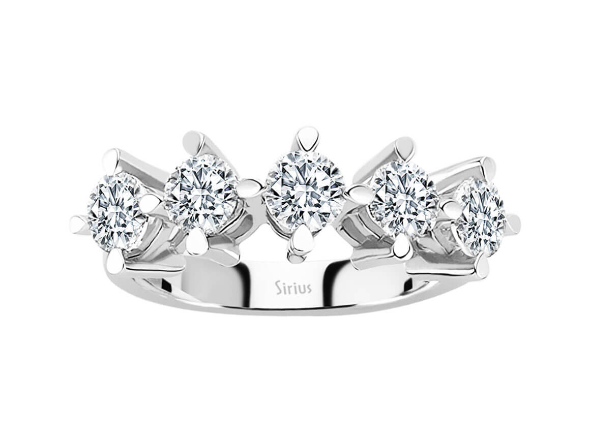 Bague cinq pierres ornée de diamants de 1,65 ct | Or Blanc 14 carats – Bijoux haut de gamme de Rosy Lab Diamonds