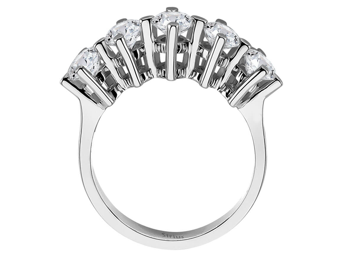 Bague cinq pierres ornée de diamants de 1,65 ct | Or Blanc 14 carats – Bijoux haut de gamme de Rosy Lab Diamonds