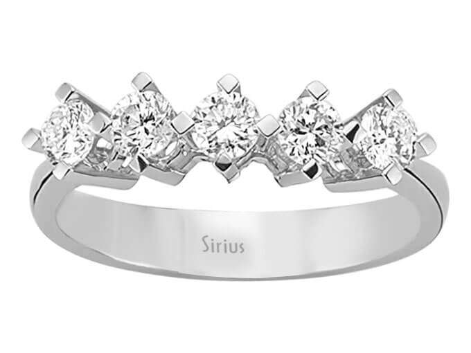 Bague en diamants à 5 pierres – 0,70 ct – Or Blanc 14 carats – Modèle 15R0074 – Bijoux haut de gamme de Rosy Lab Diamonds