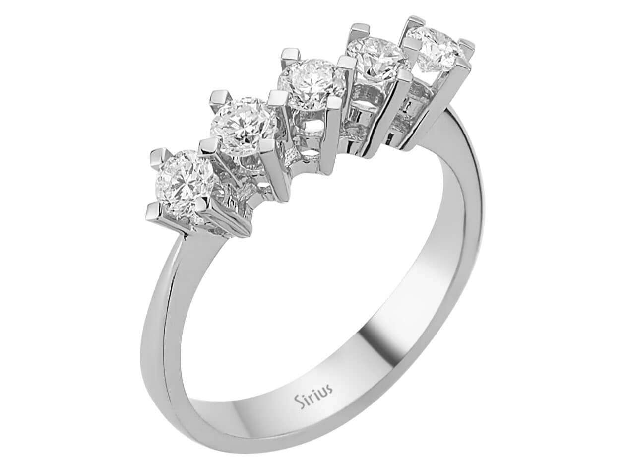 Bague en diamants à 5 pierres – 0,70 ct – Or Blanc 14 carats – Modèle 15R0074 – Bijoux haut de gamme de Rosy Lab Diamonds