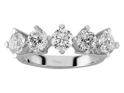 5-Stein-Ring mit laborgezüchteten Diamanten – 2,30 Karat in 14K Weißgold