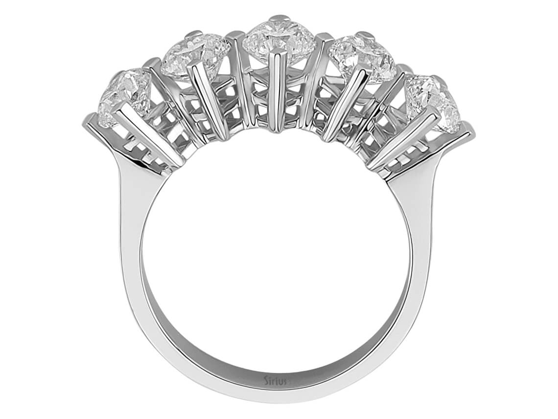 5-Stein-Ring 2,30 ct laborgezüchtete Diamanten - 14K Weißgold - hochwertiger Schmuck von Rosy Lab Diamonds