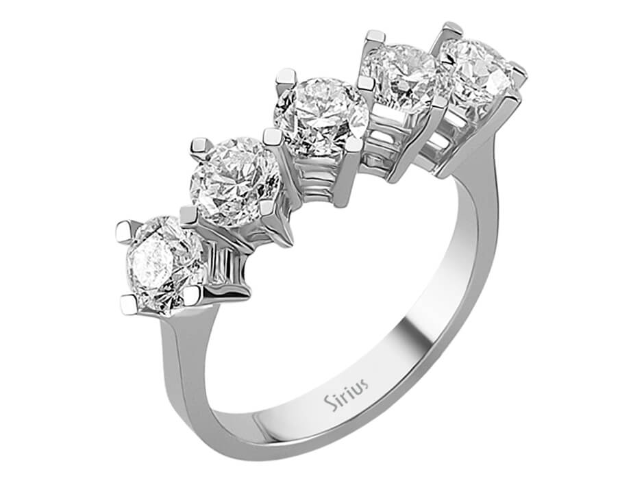 5-Stein-Ring 2,30 ct laborgezüchtete Diamanten - 14K Weißgold - hochwertiger Schmuck von Rosy Lab Diamonds