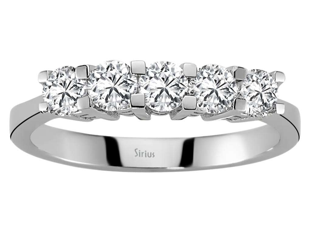 Zeitloser 5-Stein Runddiamant-Ring in 14K Weißgold