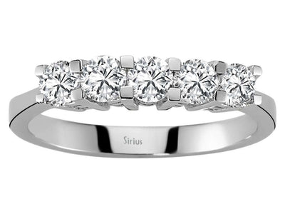Zeitloser 5-Stein Runddiamant-Ring in 14K Weißgold