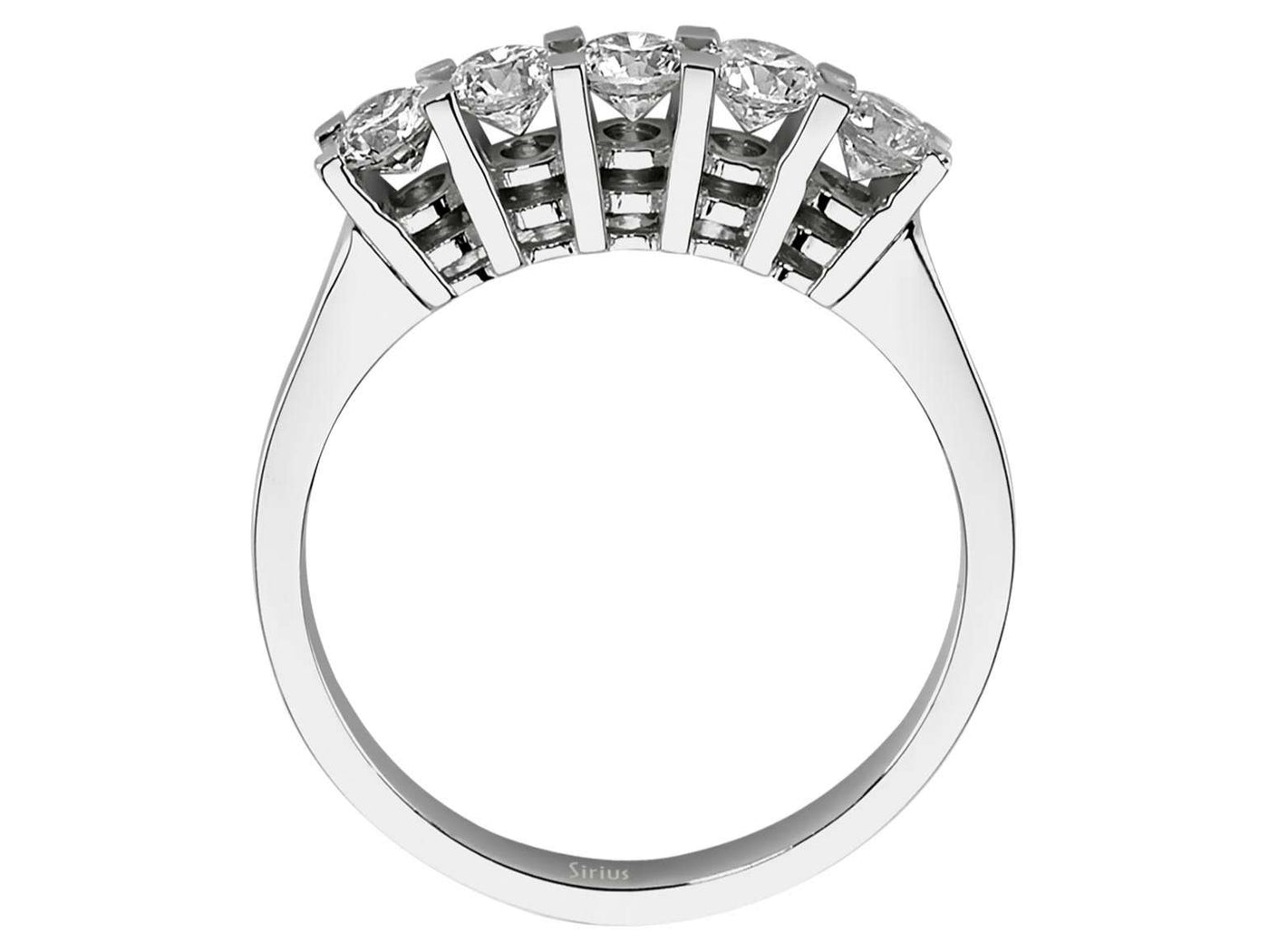 Zeitloser 5-Stein Runddiamant-Ring in 14K Weißgold