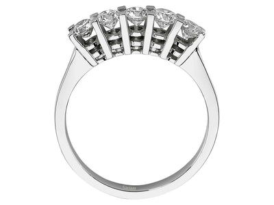 Zeitloser 5-Stein Runddiamant-Ring in 14K Weißgold