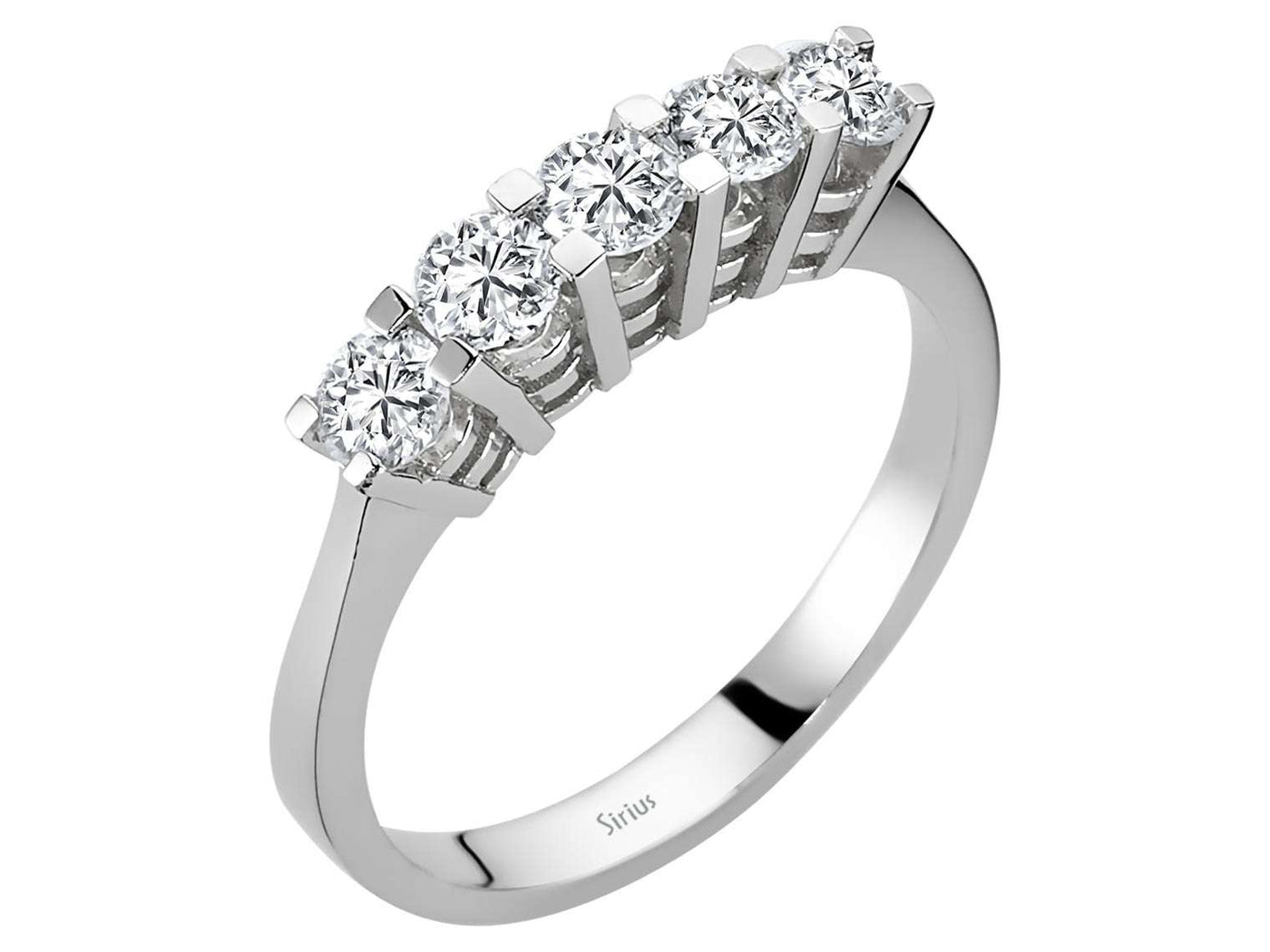 Zeitloser 5-Stein Runddiamant-Ring in 14K Weißgold