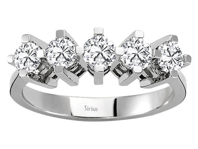 Modern 5-Stone Round Diamond Ring in 18K White Gold