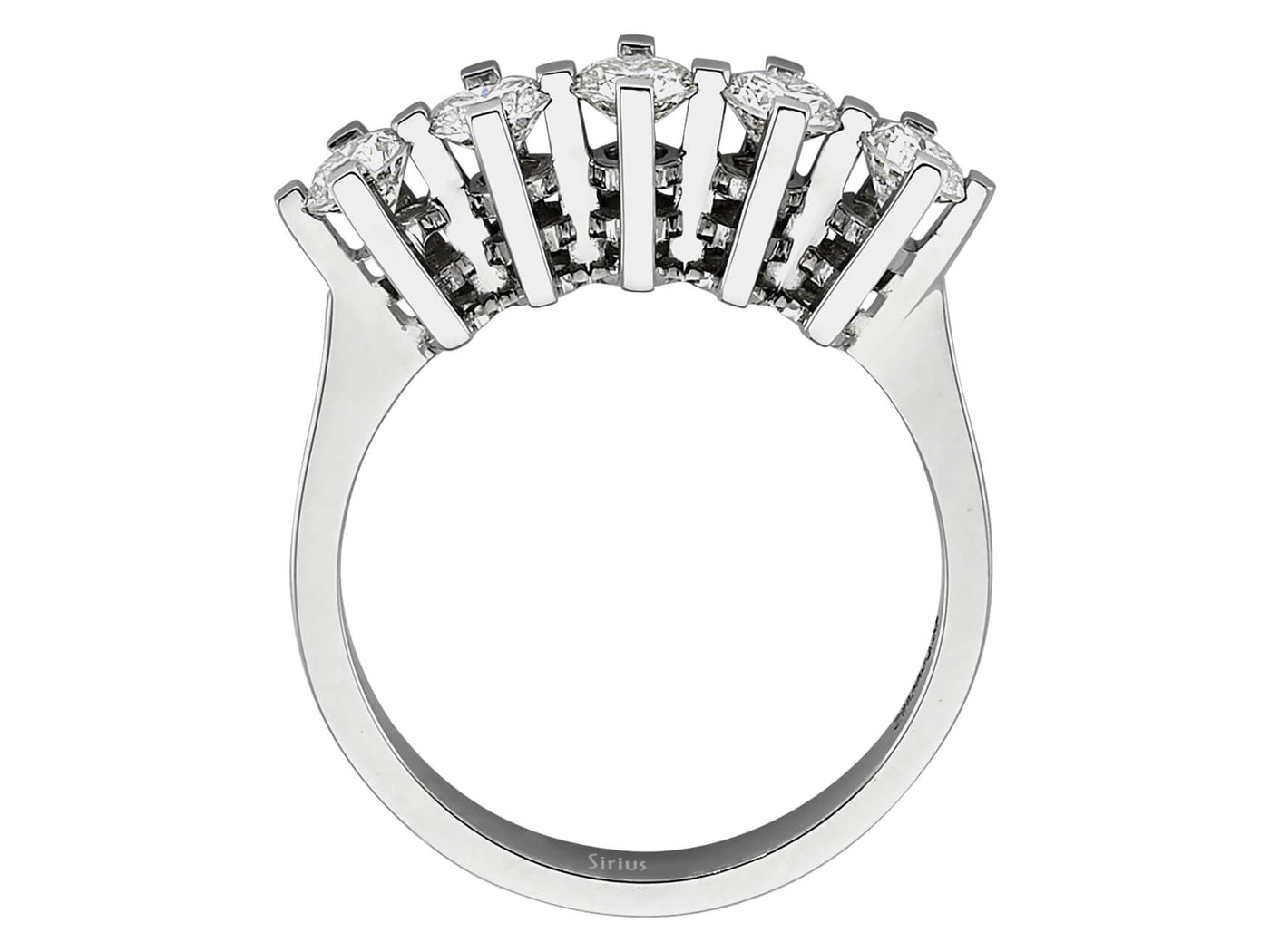 Modern 5-Stone Round Diamond Ring in 18K White Gold