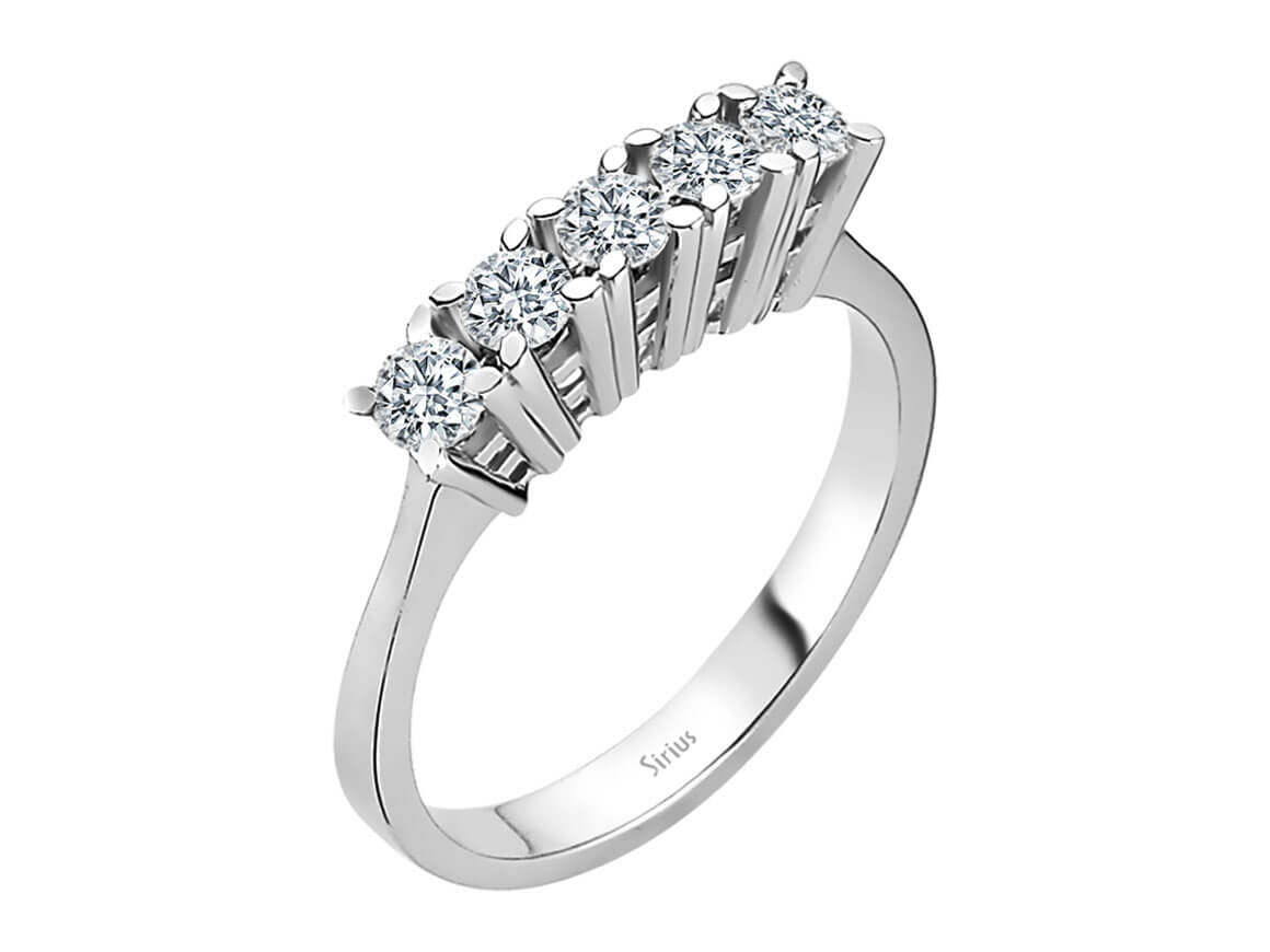 Five-stone ring with 0.55 ct lab-grown diamonds - 18K White Gold - high-quality Jewelry from Rosy Lab Diamonds