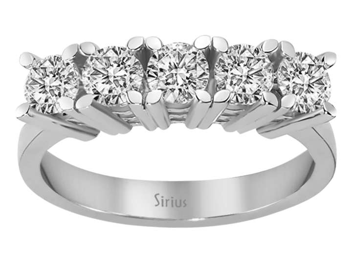 Fünfsteinring mit 1,15 ct Labor-Diamanten - 14K Weißgold - hochwertiger Schmuck von Rosy Lab Diamonds
