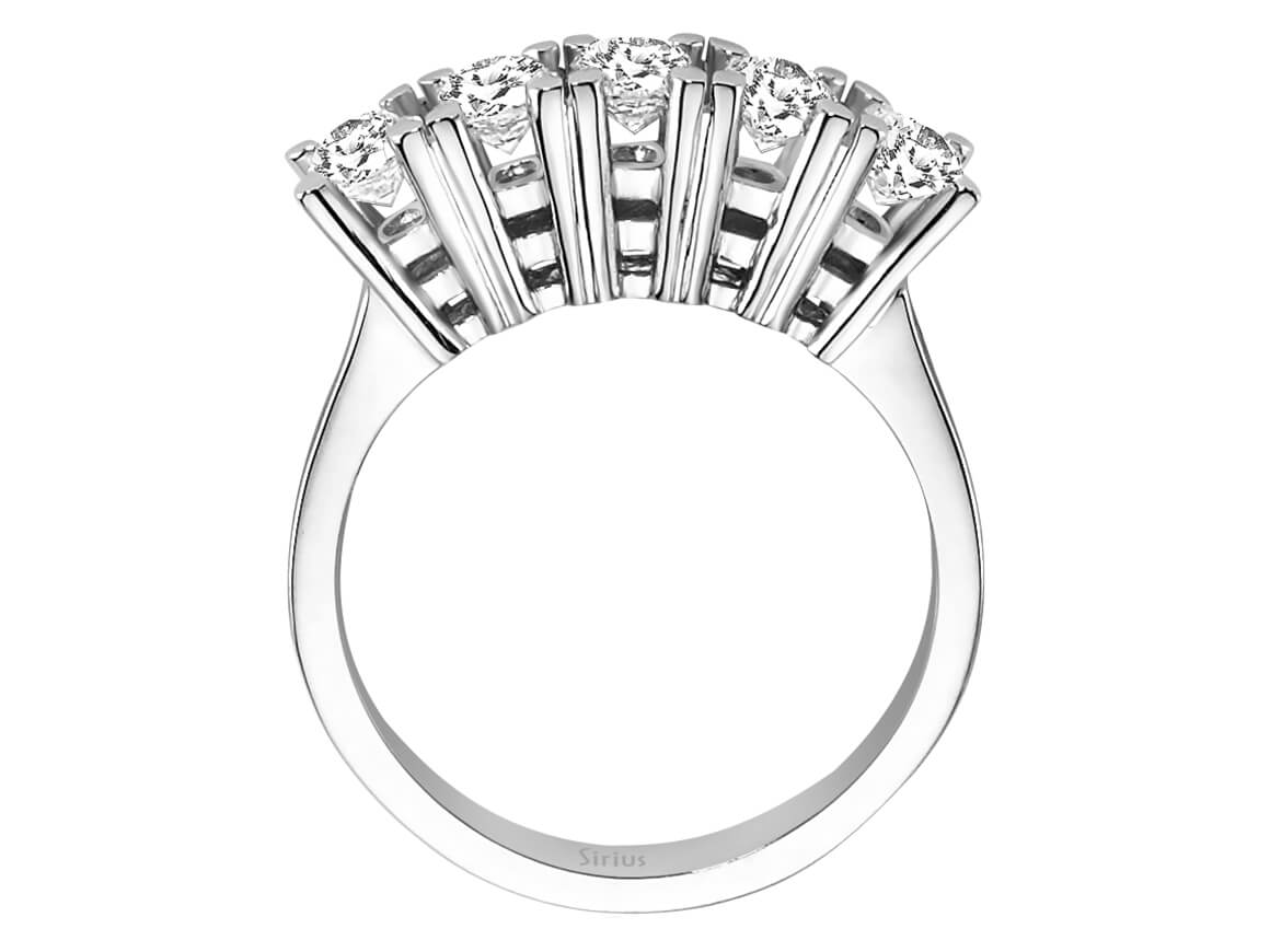 Fünfsteinring mit 1,15 ct Labor-Diamanten - 14K Weißgold - hochwertiger Schmuck von Rosy Lab Diamonds