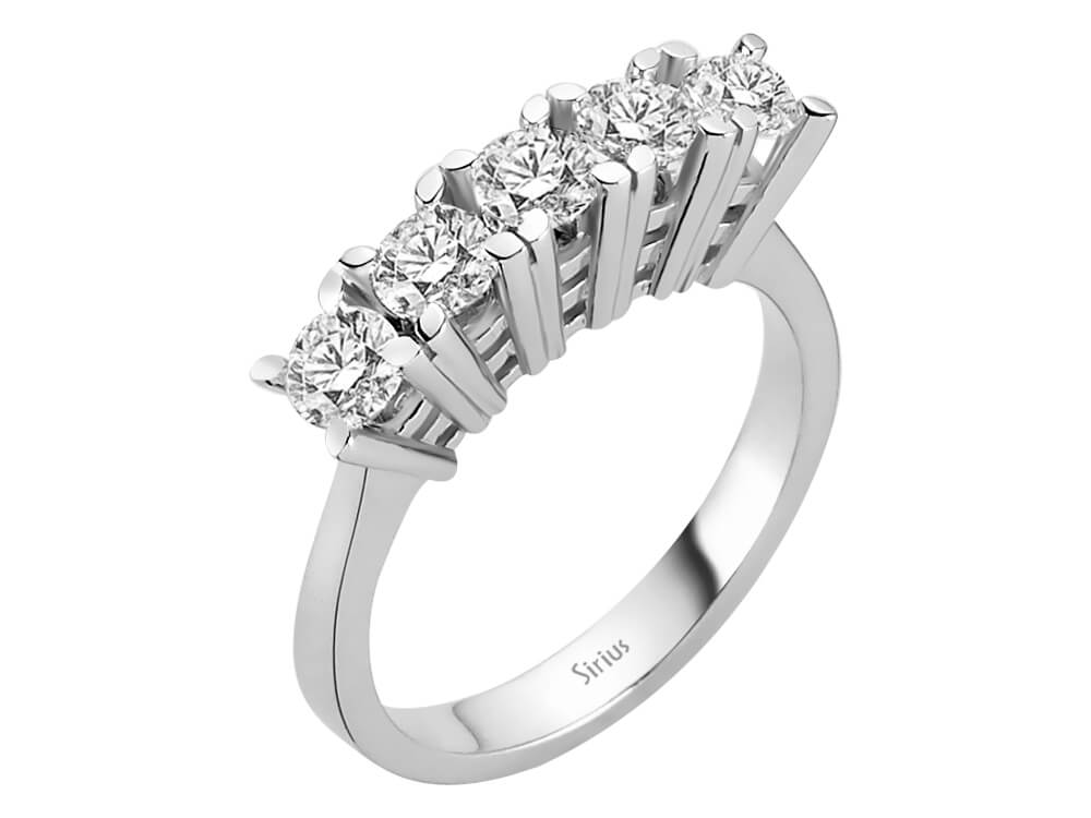 Fünfsteinring mit 1,15 ct Labor-Diamanten - 14K Weißgold - hochwertiger Schmuck von Rosy Lab Diamonds