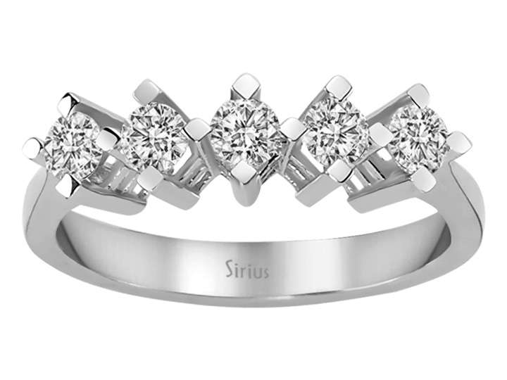 Five-stone diamond ring with 0.57 ct lab-grown diamonds - 14K White Gold - high-quality Jewelry by Rosy Lab Diamonds