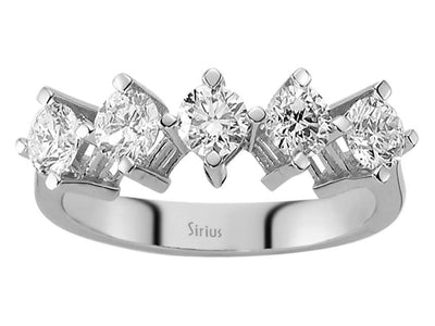 Eleganter 5-Steine-Ring mit laborgezüchteten Diamanten – 1,19 Karat in 14K Weißgold