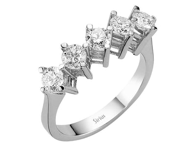 Eleganter 5-Steine-Ring mit laborgezüchteten Diamanten – 1,19 Karat in 14K Weißgold