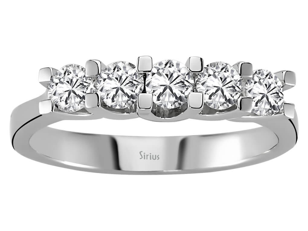 Klassischer 5-Stein Runddiamant-Ring aus 14K Weißgold mit laborgezüchteten Diamanten - hochwertiger Schmuck von Rosy Lab Diamonds