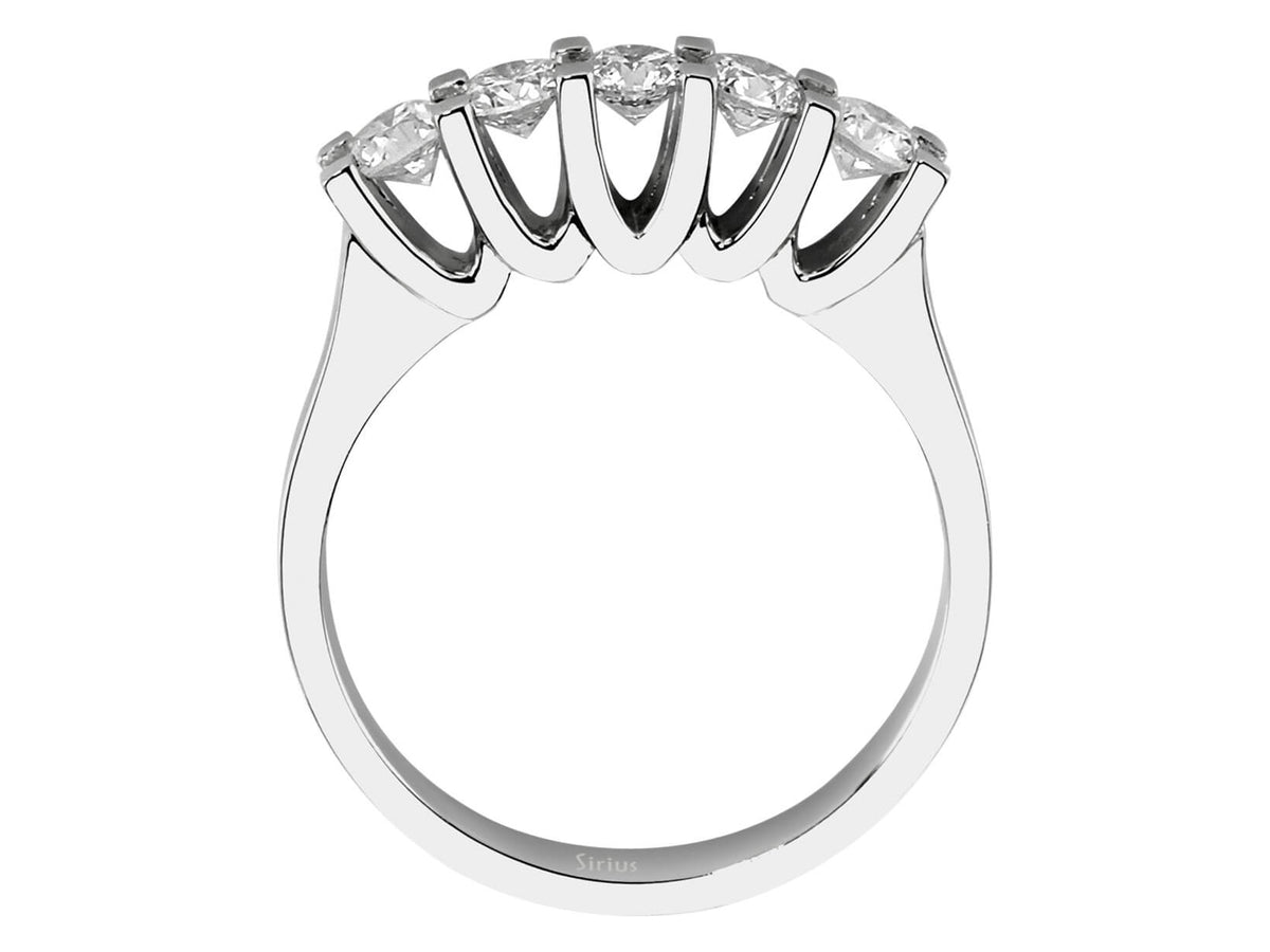 Klassischer 5-Stein Runddiamant-Ring aus 14K Weißgold mit laborgezüchteten Diamanten - hochwertiger Schmuck von Rosy Lab Diamonds