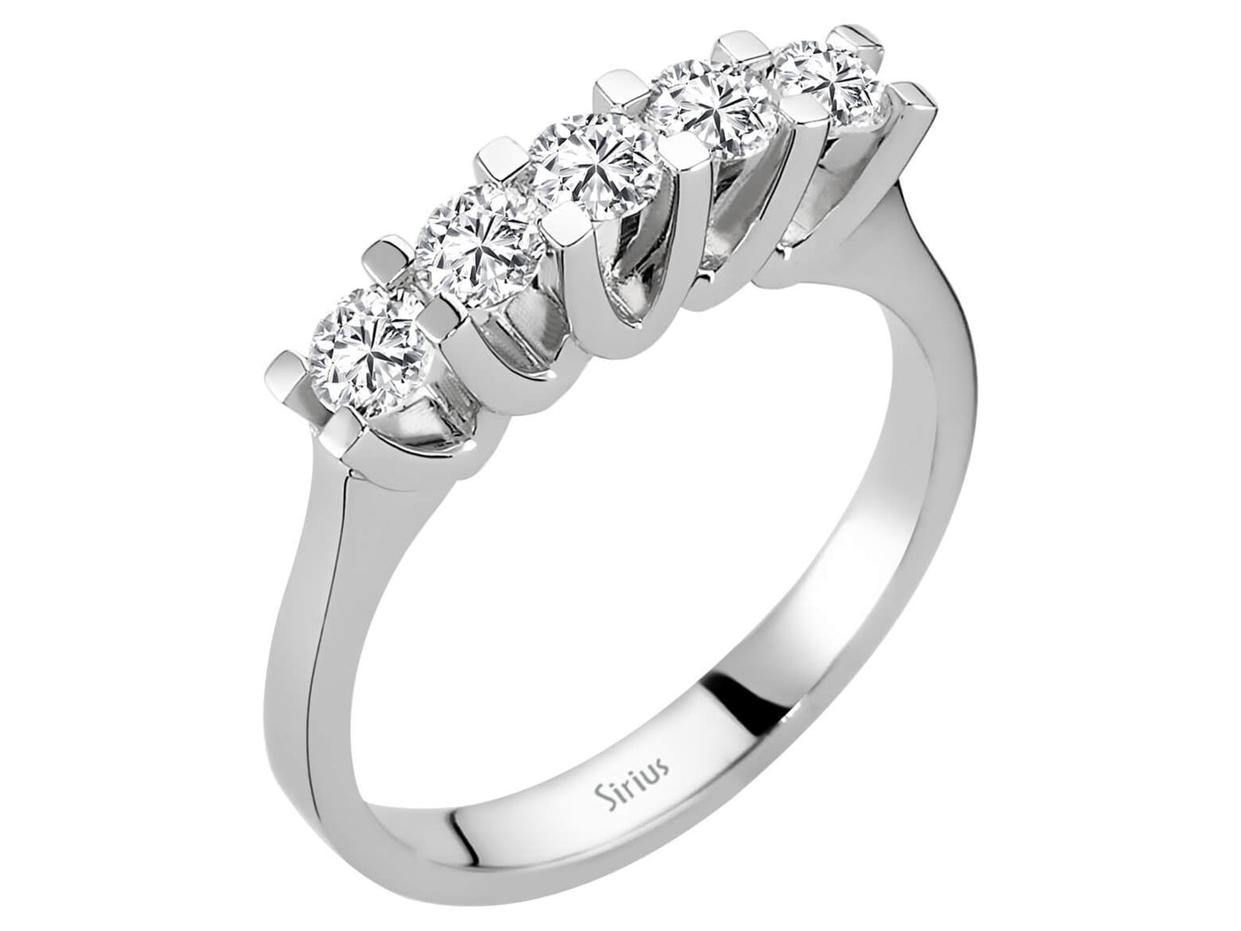 Klassischer 5-Stein Runddiamant-Ring aus 14K Weißgold mit laborgezüchteten Diamanten - hochwertiger Schmuck von Rosy Lab Diamonds
