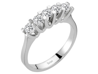Classic 5-Stone Round Diamond Ring in 14K White Gold