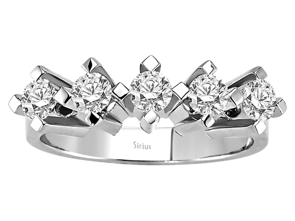 Timeless 5-Stone Round Diamond Ring in 14K White Gold with Lab-Grown Diamonds - High-Quality Jewelry by Rosy Lab Diamonds