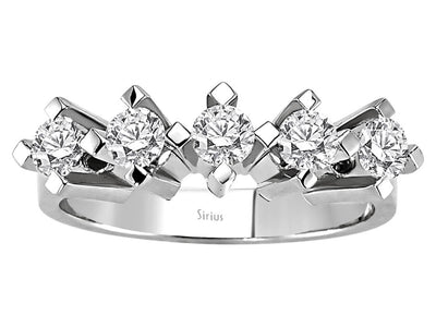 Zeitloser 5-Stein Runddiamant-Ring in 14K Weißgold