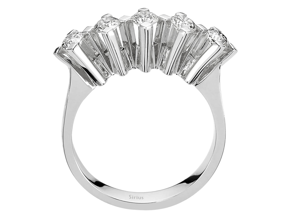 Timeless 5-Stone Round Diamond Ring in 14K White Gold with Lab-Grown Diamonds - High-Quality Jewelry by Rosy Lab Diamonds
