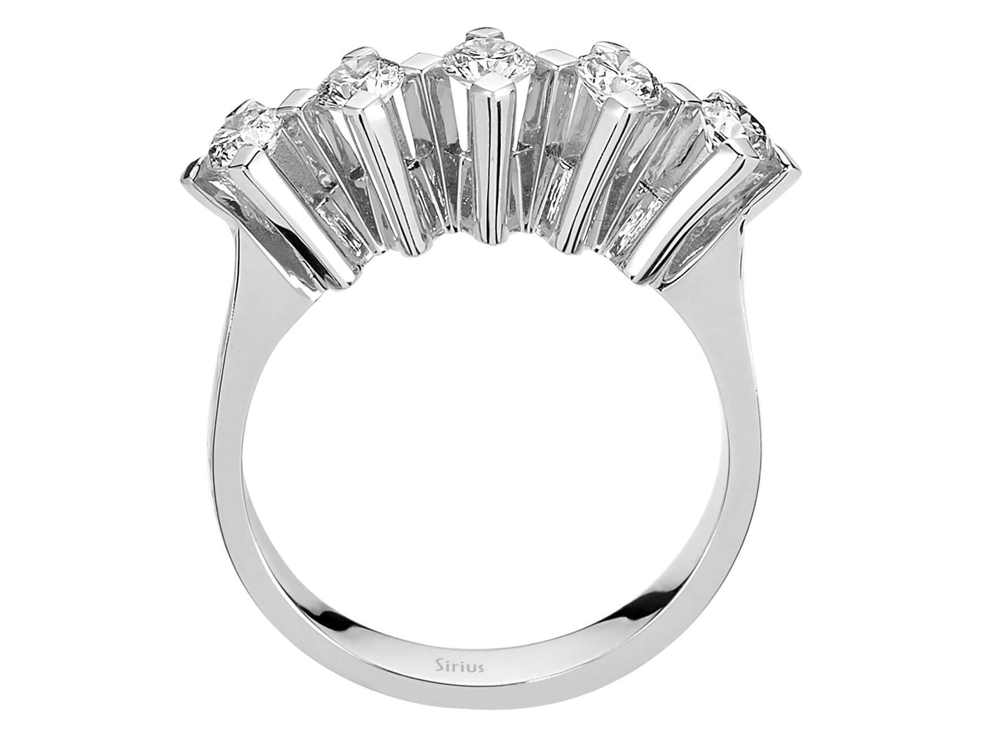 Zeitloser 5-Stein Runddiamant-Ring in 14K Weißgold