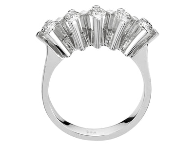 Zeitloser 5-Stein Runddiamant-Ring in 14K Weißgold