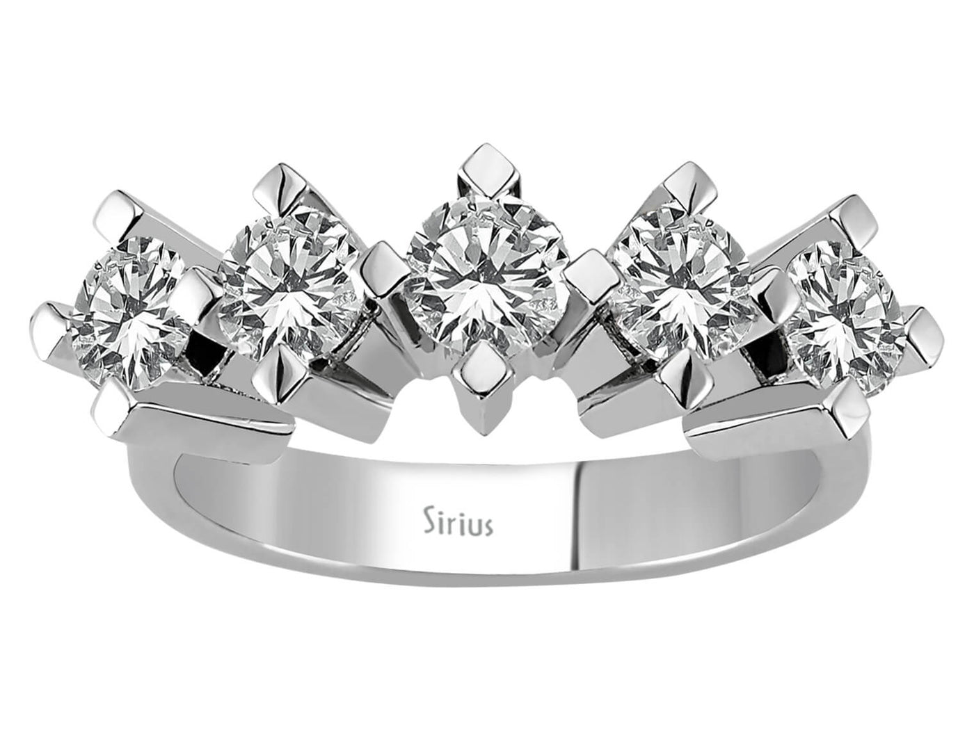 Luxurious 5-stone round diamond ring in 14K White Gold with lab-grown diamonds - high-quality Jewelry from Rosy Lab Diamonds