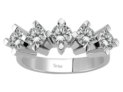 Luxurious 5-Stone Round Diamond Ring in 14K White Gold
