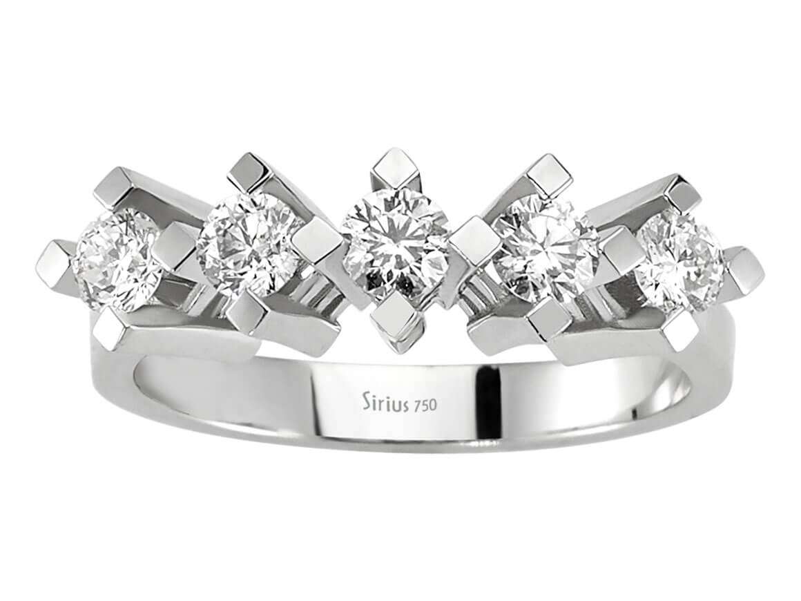 Timeless 5-Stone Round Diamond Ring in 14K White Gold with Lab-Grown Diamonds - High-Quality Jewelry by Rosy Lab Diamonds