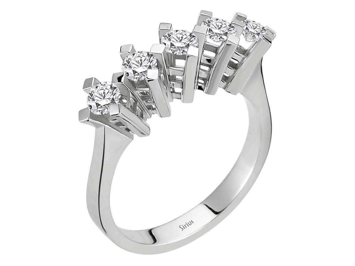 Timeless 5-Stone Round Diamond Ring in 14K White Gold with Lab-Grown Diamonds - High-Quality Jewelry by Rosy Lab Diamonds