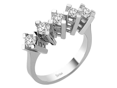 Prächtiger 5-Steine-Ring mit laborgezüchteten Diamanten – 0,96 Karat in 14K Weißgold