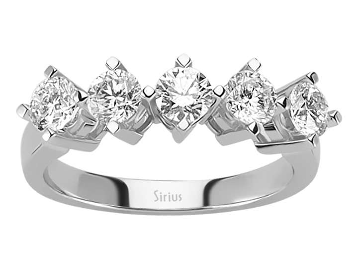Bague cinq pierres avec 1,19 ct de diamants | Or Blanc 14 carats – Bijoux haut de gamme de Rosy Lab Diamonds